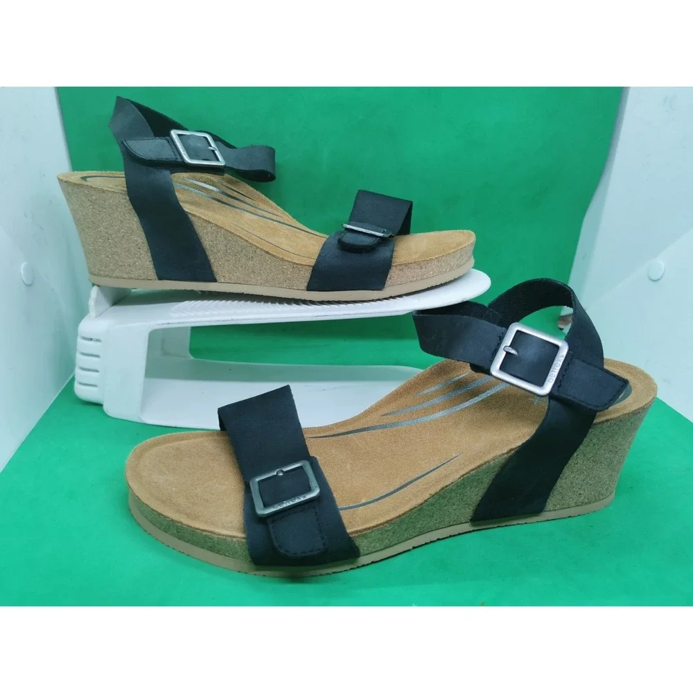 Aetrex Women's Lexa Orthopedic Ankle Strap Arch Support Wedge Sandals Size 10